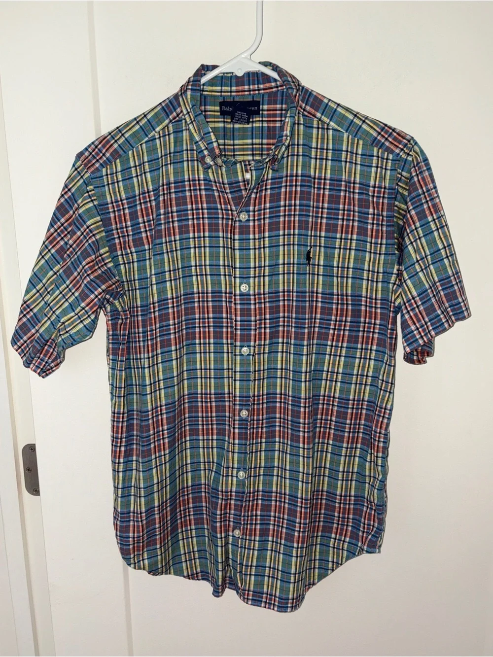 NWOT Ralph Lauren plaid short sleeve button down shirt L 16/18
